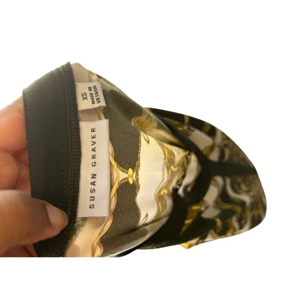 Susan Graver Womens XS Tunic Top V Neck Gold Accent Long Sleeve - Picture 6 of 8